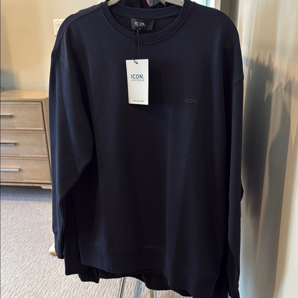 ICON Black Crewneck Sweater Classic Knit